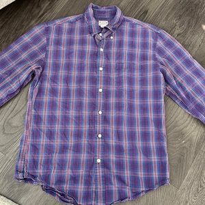 J. Crew purple and blue plaid shirt